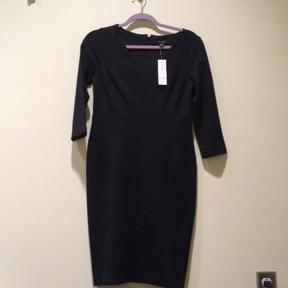 Ann Taylor Petite Seamed V-Neck Ponte Sheath Dress - Picture 5 of 6
